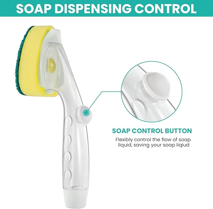 Dishwand Refills Sponge Heads, Dish Wand Refill Non Scratch Replacement, Heavy Duty Scrub Dots Brush Dispenser,Non Scratch Dishwand Refills Handle