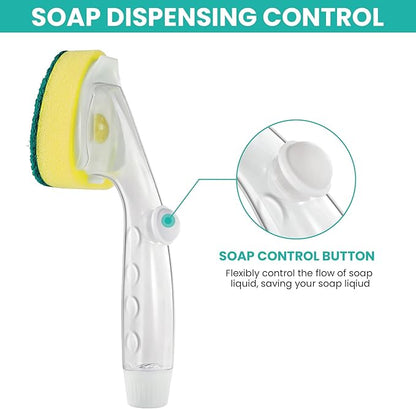 Dishwand Refills Sponge Heads, Dish Wand Refill Non Scratch Replacement, Heavy Duty Scrub Dots Brush Dispenser,Non Scratch Dishwand Refills Handle