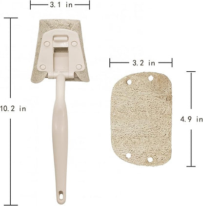 Natural Loofah Sponge with Handle, 5-Piece Replaceable Eco Sponges for Cleaning, Non-Scratch Scrubber for Dishwashing Cookware Pans, Kitchen Eco-Friendly Tools (10)