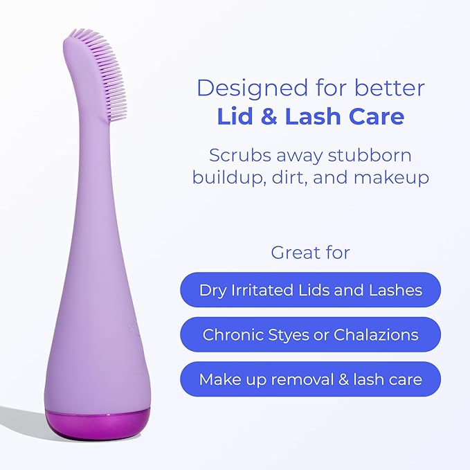 Blinkjoy Electric Eyelid Brush 2 – Optometrist Approved Lid Hygiene Tool for Demodex, Blepharitis & Dry Eyes – Gently Removes Dirt, Oil & Makeup to Support Healthy Lid Hygiene (Purple)