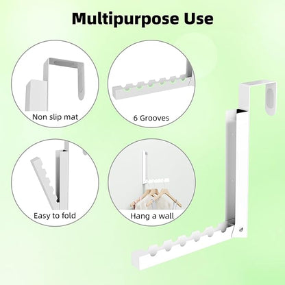 Over The Door Hooks 4 Pack,Over The Door Hanger Hook,Folding Over The Door Drying Rack for Laundry,Coat Rack,Compact Small Space Foldable Portable