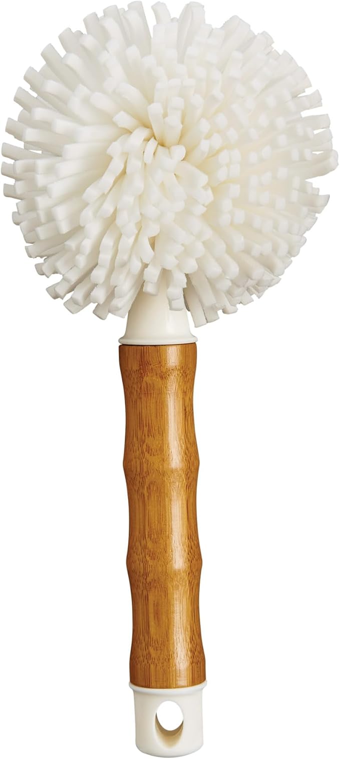 HIC Kitchen Bamboo Glass Brush, Bamboo with Non-Scratch Foam Tips, Set of 2