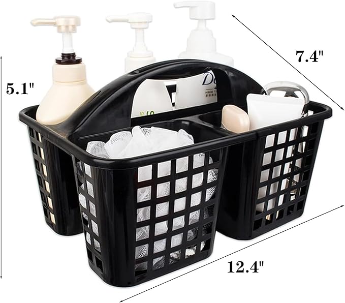 Portable Shower Caddy Basket,Convenient Cleaning Supplies Organizer with Compartments and Handle,Ideal for Bathroom, Bedroom, Kitchen, College Dorm,Garden,etc.black-2 Pcs
