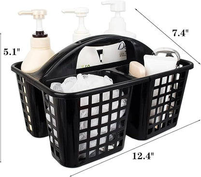 Portable Shower Caddy Basket,Convenient Cleaning Supplies Organizer with Compartments and Handle,Ideal for Bathroom, Bedroom, Kitchen, College Dorm,Garden,etc.black-2 Pcs