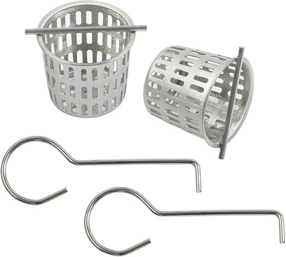 2 Pcs Debris and Hair Strainer for Shower Drains Floor Drain, 2 Inch Stainless Steel Debris Basket Hair Trap Catcher with 2 Lifting Hook, Straight Type