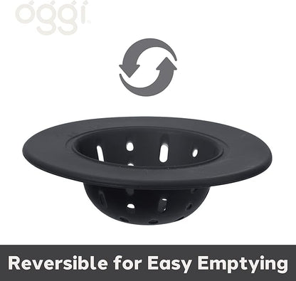 OGGI Silicone Sink Strainer- Great Kitchen Sink Strainer, Sink Drain Strainer, Drain Stopper, Sink Plug, 4.6˝ Diameter Rim, Black (Pack of 2)