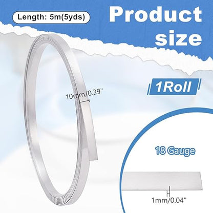 PH PandaHall 16.4 FT x 0.4 Inch Aluminum Flashing Roll High Purity Aluminium Foil Strips, 1060 Grade 1mm Metal Sheet Metal Roll Target Rolling for Crafting, 18 Gauge