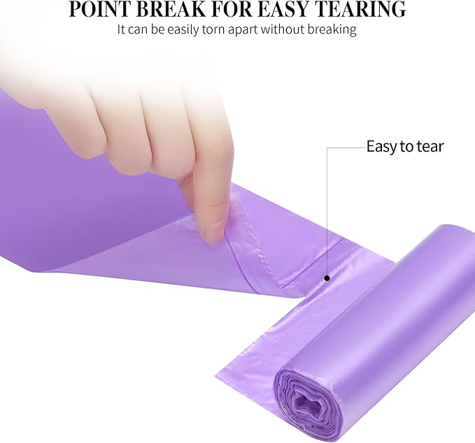 5 Rolls Small Trash Bags - 100 Counts Durable 4 Gallon Small Garbage Bags for home office kitchen Bathroom Bedroom Trash Can liners（Purple）