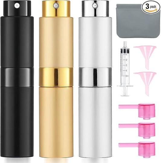 3 Pack 8ML Empty Cologne Travel Spray Bottle Perfume Atomizer for Refill Portable Cologne Dispenser Mini Sprayer for Women Twist Tpye