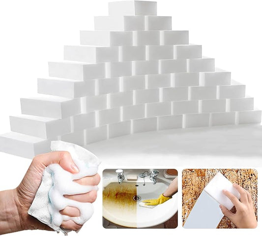 Magic Sponge Eraser, 50Pack Melamine Sponge Foam Bulk Sheets Cleaning Pads, Multi-Functional Household Cleaning Sponges for Dish, Kitchen, Stove, Bathtub, Sink, Furniture
