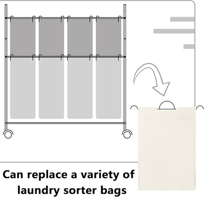 Bonuci 3 Pcs Laundry Sorter Replacement Bags Hamper Cart Removable Replacement Laundry Storage Organizer Bag Hamper Liner, No Hooks 14.76 x 8.66 x 21.65 Inch (Beige,Gray,Black)