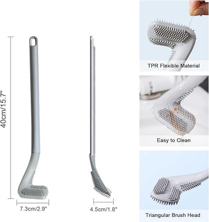 Golf Toilet Brush, Toilet Cleaning Brush, Flexible Bendable Silicone Long Handled Toilet Brush, 360° Deep Toilet Bowl Cleaning Brush,Quick Drying Toilet Brush for Bathroom with a Hook (Gray)