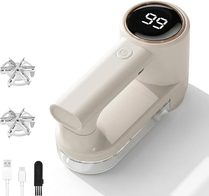 Fabric Shaver Rechargeable, 3-Speed Lint Shaver, 2-in-1 Lint Remover Shaver with 6-Leaf Blades & LED Display, Sweater Shavers to Remove Pilling, Pilling Remover for Clothes, Furniture, Blanket, Couch