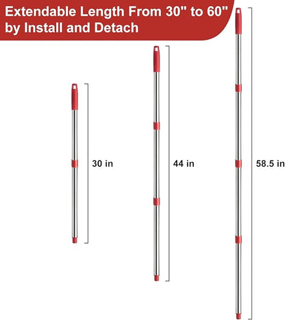 4-Section Spin Mop Replacement Handle, Mop Handle Compatible with Ocedar Spin Mop, 2.5-to-5 Foot Easy Cleaning Floor Mop Stick for Floor Cleaning
