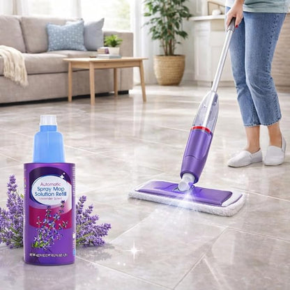 Auto Spray Mop Floor Cleaning Solution Refill 42 fl oz Lavender Scent, Multi Surface Floor Cleaner Refill for Spray Mops, Ready to Use Liquid, 1 Count