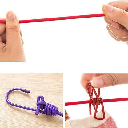 ALINNA Retractable Portable Clothesline, Travel Clothesline with 12 Clothespins for Indoor Laundry Drying, Outdoor Camping Accessories (Purple)