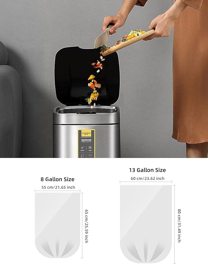 Waikas Kitchen Trash Bags 13 Gallon, 20 Counts, Flag Garbage Bags with No Flaps and No Ties, 60cm*80cm, 16.8g/pcs, Unscented, White