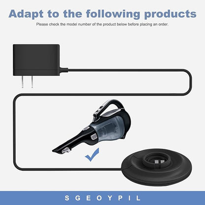 Charger Base for Black & Decker BDH2000L Vacuum Cordless Handheld Rechargeable Car Home Desk Dustbuster Stick Lithium Small Cleaner Dust Buster Replacement Power Adapter Cord Vac Accessory 90571555-03