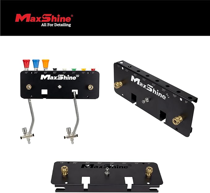 Maxshine Universal Foam Cannon Holder (2 Cannons, Blank) – Compatible with 1/4" Quick Connect – Wall-Mounted Organizer for Garage & Mobile Detailing – Holds Foam Cannons & Accessories – Metal Rack