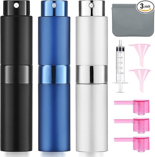3 Pack 8ML Portable Atomizer Perfume Cologne Travel Spray Bottle for Refill Empty Cologne Dispenser Mini Sprayer for Adults Twist Tpye