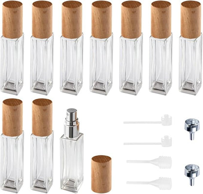 Perfume Atomizer, Glass Perfume Container,Travel Bottle Refillable, Empty Portable Leakproof Frangrance Spray Bottle (Beech 10pcs 10ml/0.3oz)