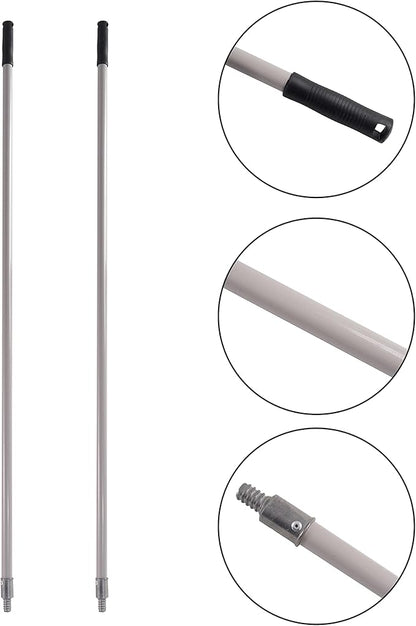 Matthew Cleaning Commercial Screw On Mop Handle for Floor Cleaning Heavy Duty Mop Head Replacement Holder 60inch with Threaded Metal Tip(Gray, 6 Pack)