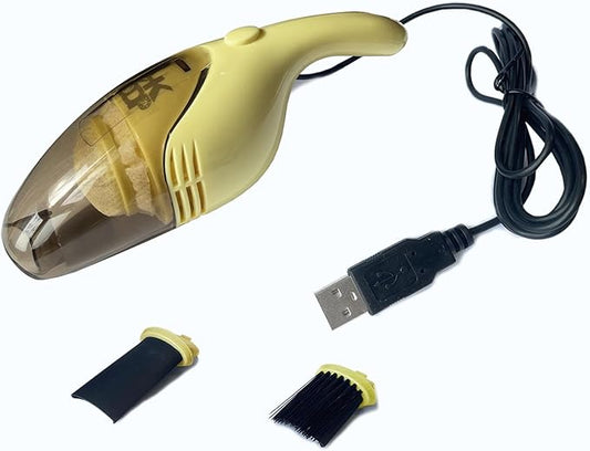 Lightweight Mini Vacuum with Strong Suction - Perfect for Keyboard, Desktop Dust Removal (Yellow)