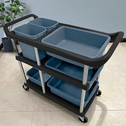 3 Tier Utility Cart Heavy Duty 330lbs Capacity Rolling Service Cart Utility Carts with Wheels Storage Cart Restaurant Supplies Great for Hotel,Kitchen,Laundry Room,Siz:41x18.3x37