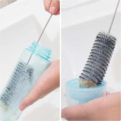 Long Bottle Brush, 17 in Bendable Cleaner Brushes for Cleaning Neck Beer Bottles, Wine, Baby Bottles, Water Bottles, Tumblers, Flask, Bird Feeder, Vase, Pipes and Brewing Supplies Black + Blue/2Pack