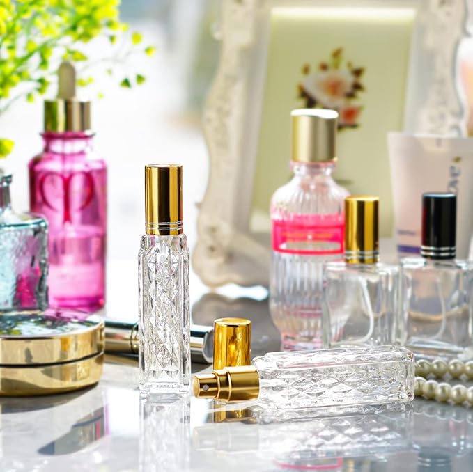 YU FENG 12pcs Glass Perfumes Bottle Empty Atomizer Refillable Spray Perfume Bottles Fine Mist Atomizer Cosmetic Container for Travel,10ml