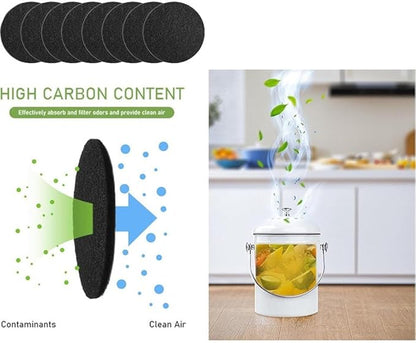 8pcs Filters Round Indoor Kitchen, Compost Bucket, Activated, Charcoal Filters(184 * 10mm)
