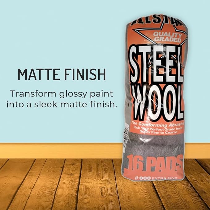 Hi-Tech 000 Extra Fine Steel Wool Pads (16 Pack) – Ultra-Fine Scratch-Free Surface Prep, Waterless Window Cleaning, Polishing, Finishing & Woodworking Abrasive