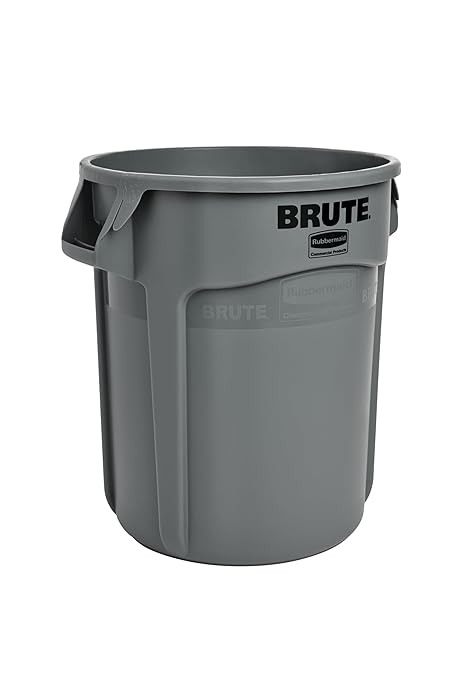 Rubbermaid Commercial Products BRUTE Heavy-Duty Round Trash/Garbage Can, 20-Gallon, Gray,Outdoor Waste Container for Landscapers/Construction/Restaurants/Back of House/Offices/Warehouses