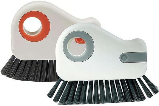 2-in-1 Groove Cleaning Brush, Window Track Cleaning Tool with Hard Bristle and Built-in Scraper, Multifunctional Crevice Brush for Sliding Door Track, Window Sill, and Frame
