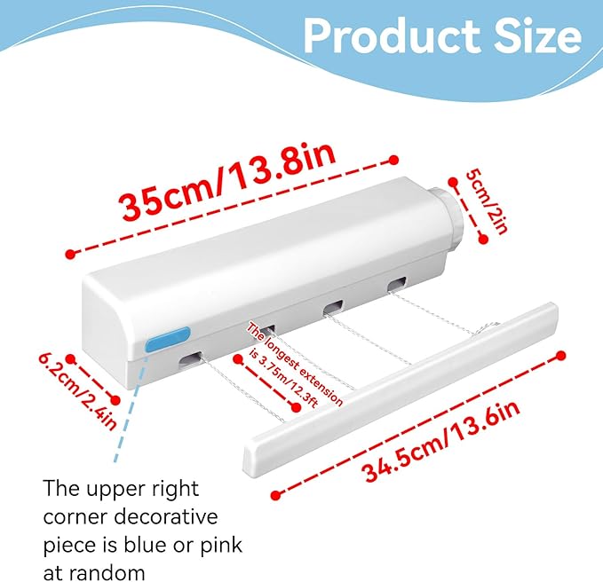 Retractable Clothesline, 5 Line Retractable Indoor Clothesline Wall Mounted Telescopic Clothes Drying Rack Punching Installation Laundry Line (Five Ropes)