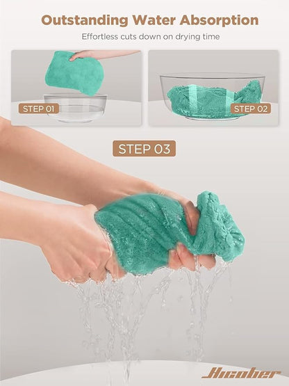 Hicober Microfiber Hair Towel, Hair Turbans for Wet Hair, Drying Hair Wrap Towels for Curly Hair Women Anti Frizz, 3 Packs (Green,Purple,Grey)
