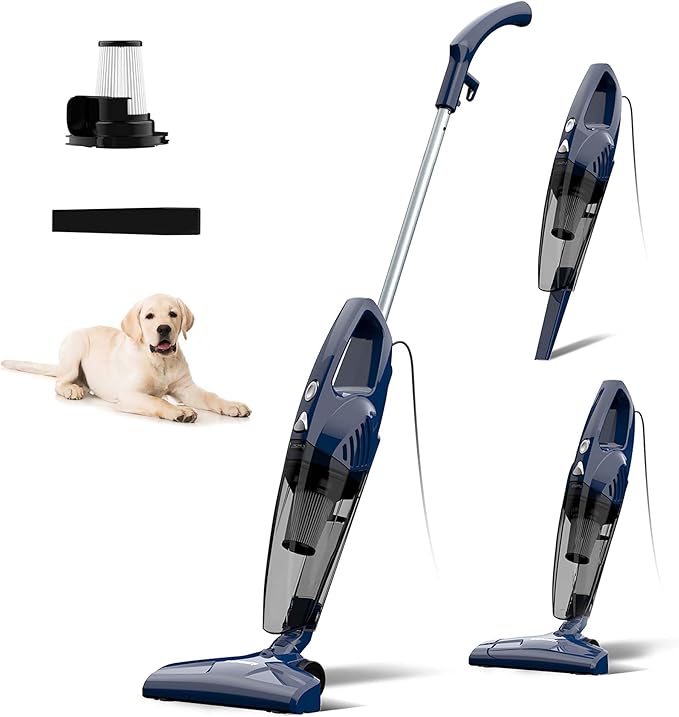 Corded Stick Vacuum Cleaners for Home,14KPa Powerful Suction with 600W Motor, Lightweight Vacuum Cleaner with 16.4Ft Cord, 0.7 Liters Capacity, 3-in-1 Handheld for Hardwood Floor Pet Hair