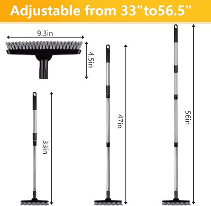 2 Pack Grout Brush with Long Handle, Swivel Cleaning Grout Line Scrubber - Extendable Durable Handle Grout Cleaner Brush for Bathroom,Tile,Baseboard,Walk in Shower,Corner & Narrow Space (Black)