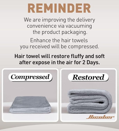 Hicober Microfiber Hair Towel, 3 Packs Hair Turbans for Wet Hair, Drying Hair Wrap Towels for Curly Hair Women Anti Frizz(Purple, Blue, Grey)
