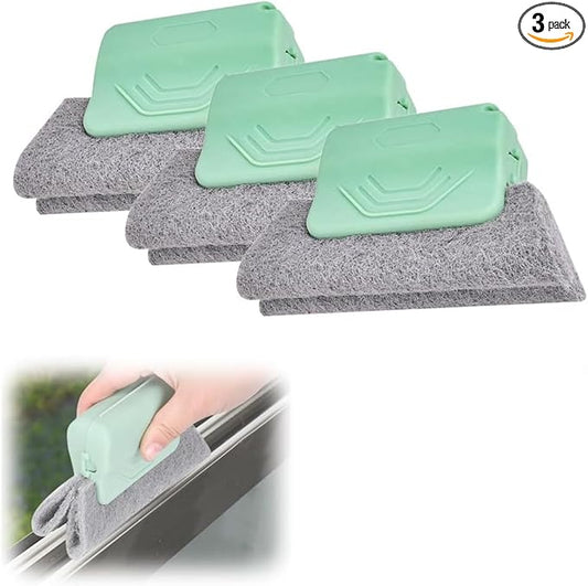 Magic Track Cleaner Groove Cleaning Brush Set Handheld Tool for Window Slides Gaps Tile Lines All Purpose (Green)