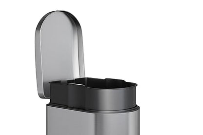 GarveeHome 1.6 Gal Step-On Trash Can, Stainless Steel Small Bathroom Garbage Bin with Soft Close Lid, Slim Space-Saving Design, Removable Inner Bucket for Bathroom, Bedroom, Office, Silver