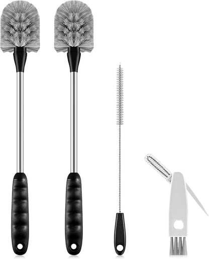 SLUXKE Bottle Brush Set with Straw Cleaner Brush and 3 in 1 Cup Lid Cleaning Brush, Bottle Brush Cleaner with Long Handle for Cleaning Cup, Water Bottles, Tumblers, Baby Bottles