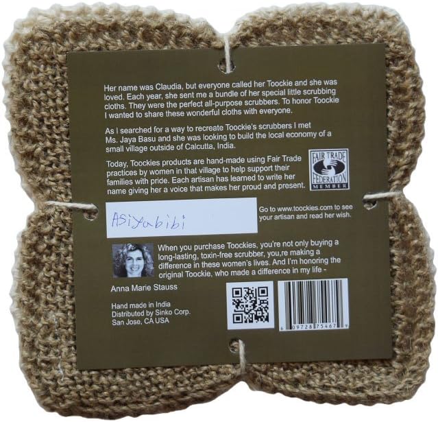 Hand knit Organic Cotton & Jute Scrub Cloths in Vintage Dish Cloth Pattern- 2 pack