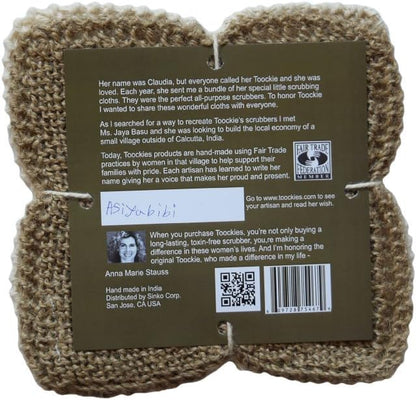 Hand knit Organic Cotton & Jute Scrub Cloths in Vintage Dish Cloth Pattern- 2 pack