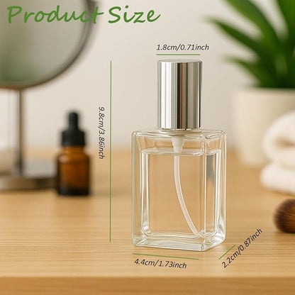 6Packs 1Oz/30ml Clear Glass Atomizer Spray Bottles Refillable Fine Mist Perfume Dispenser Bottles Containers with Silver Caps for Travel,Decants,Cologne DIY