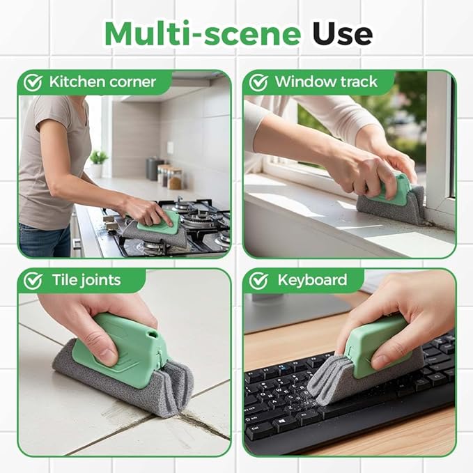 Magic Window Track Cleaner, 2026 New Window Groove Cleaning Brush Tools Set, Sliding Door Track Cleaner, Hand-held Window Track Cleaner Brushes Tools for Window lides Gaps (2, Grey+Green)