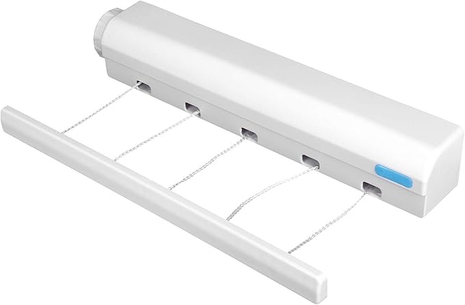 Retractable Clothesline, 5 Line Retractable Indoor Clothesline Wall Mounted Telescopic Clothes Drying Rack Punching Installation Laundry Line (Five Ropes)