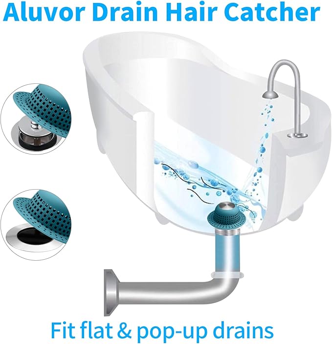 Aluvor Shower Drain Hair Catcher Bathtub Drain Cover Shower Protector for Pop-Up & Regular Drains