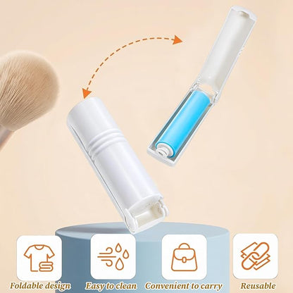 Mini Lint Roller for Travel, 8 Pcs Reusable Washable Hair Remover Lint Rollers with Sticky Gel Foldable Hair Lint-Roller for Clothing, Pet Hairs, Car Seats (3.7 x 1.1 in)