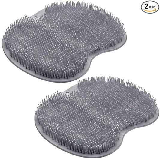 2PACK Shower Foot Scrubber Mat Back Washer Back Exfoliating Bath Wash Pad Wall Mounted Slip Suction Cups Foot Scrubber for Use in Shower Cups Foot Cleaner for Men and Women